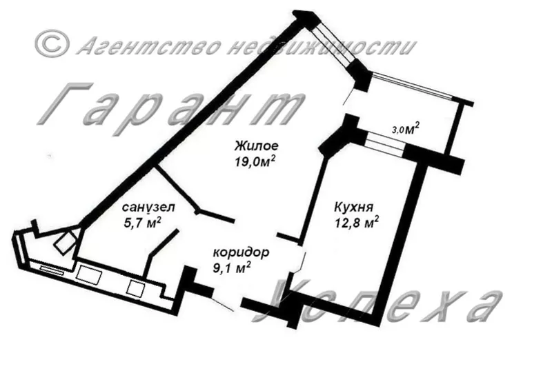 1-комнатная квартира,  Московская,  11/13 монолитного дома,  2009 г.п. 9