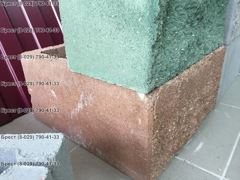 Блок цементно-песчаный декоративный цветной 12