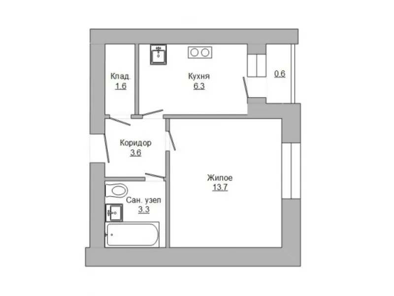 1-комнатную квартиру на Ковалёво 2